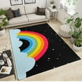 thumbnail image 2 of Rainbow and White Cloud Print Area Rug Cartoon Black Bedroom Rugs, with Non-Slip Backing Star Print Carpet for Bedroom Dining Room Home Office 4x5ft, 2 of 7