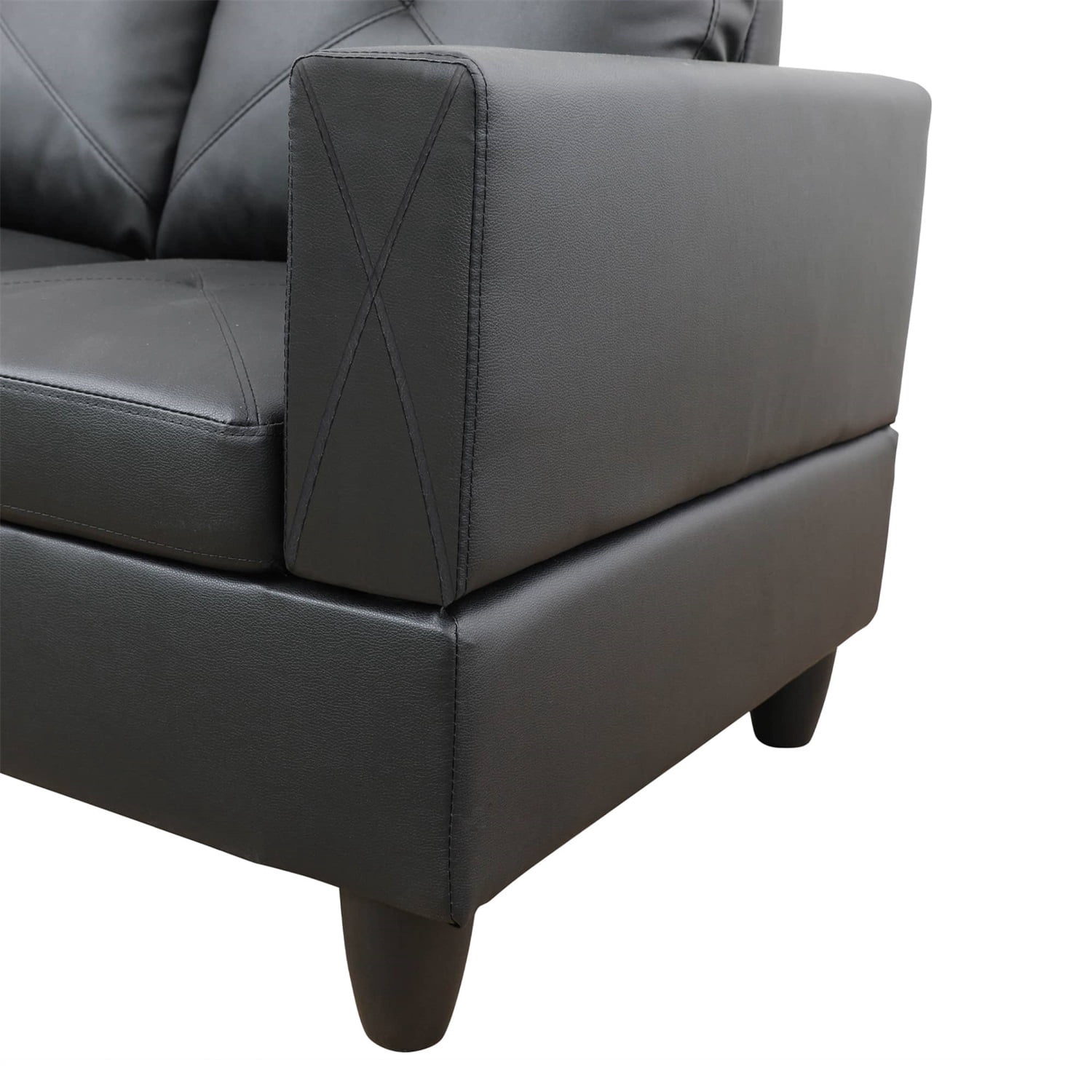 Hommoo Sofa Set, Faux Leather 2-Piece Couch Living Room Sofa Set,Suitable for Home, Black