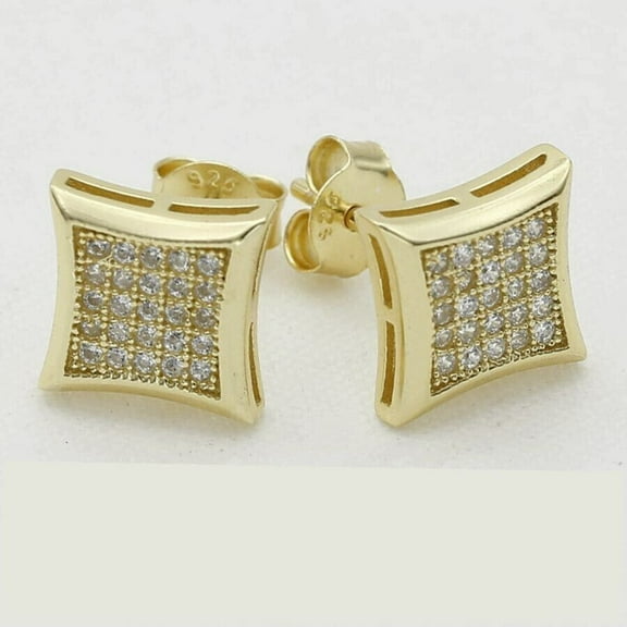 Men's Cluster Screw Back Earrings 2.00Ct Round Cut Lab Created Diamond Stud Earring's Solid 14K Yellow Gold Plated Silver