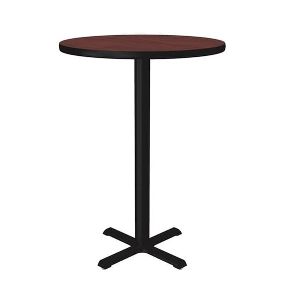 Correll SXB30R-20-98-20 30 in. X-Base High Pressure Laminate Cafe & Breakroom Table with Stamped Steel Base - Mahogany - Round