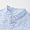 thumbnail image 6 of Sibling Matching Solid Peter Pan Collar Girl Dress Kids Puff Sleeve Button Dress Matching Boy Suspender Short Outfit Sets, 6 of 7