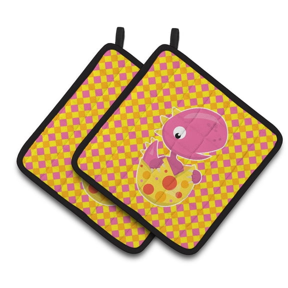Caroline's Treasures Baby T-Rex Dinosaur Hatching Pair of Pot Holders