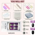 thumbnail image 5 of 48Pcs Purple Cat Eye Press On Nails & Toenails Kit , Short Square Glossy Fake Nails Kit with Glue , Salon-Grade Magnetic False Nails for Manicure & Pedicure, 5 of 12