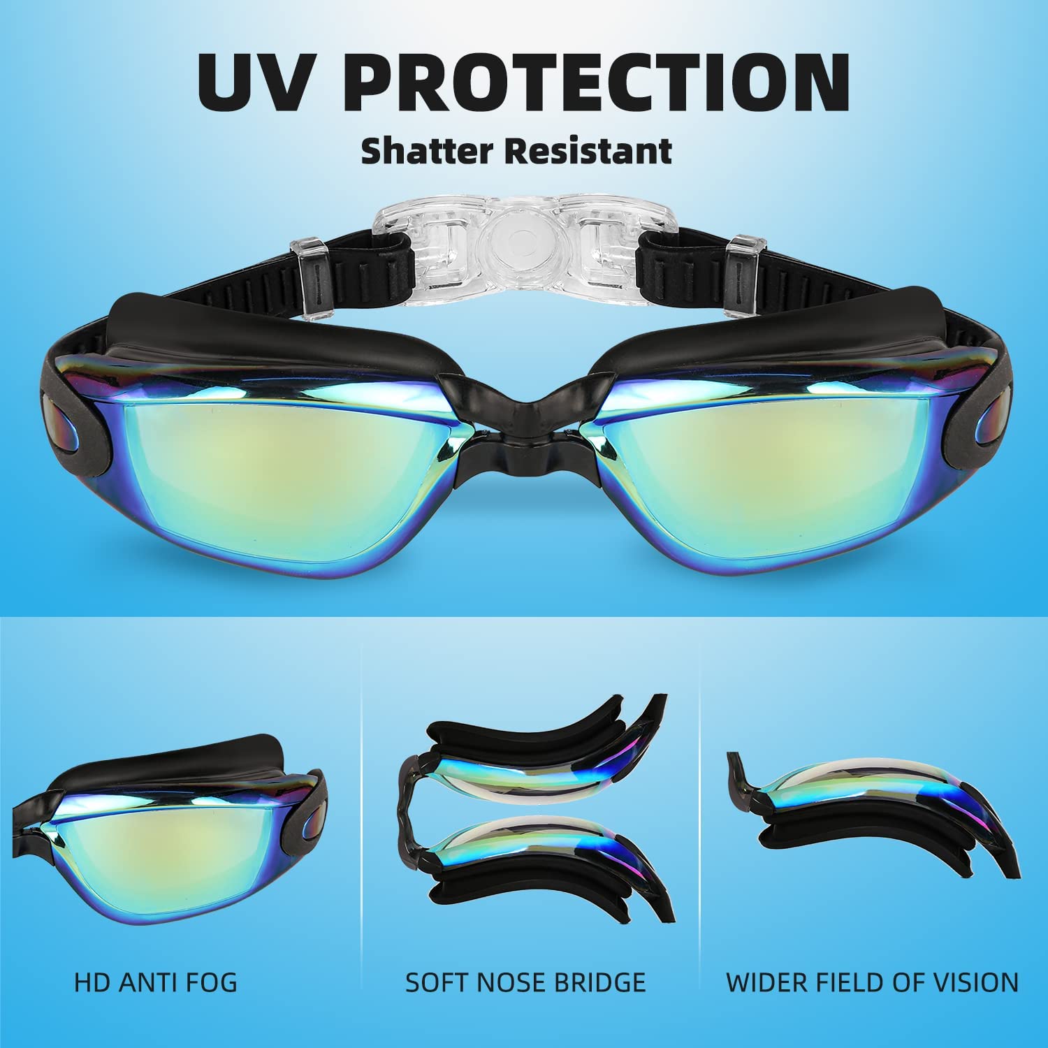 GPED Swim Goggles 2-Pack Anti-Fog UV Protection Blue photo 5
