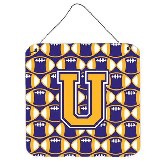 Letter U Football Purple & Gold Wall or Door Hanging Prints