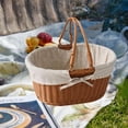 thumbnail image 1 of Cesta de picnic de imitación de ratán, cesta de picnic decorativa, cesta de almacenamiento práctica Estilo D, 1 of 8