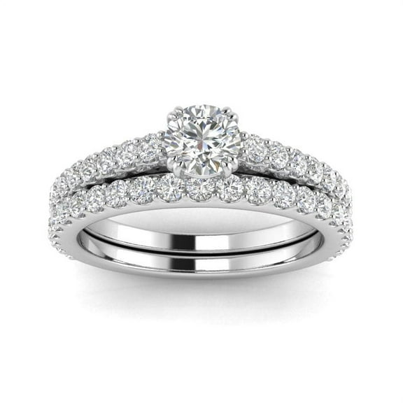1.00ctw Diamond Engagement Ring Bridal set in 10k White Gold (G-H, I2-I3, 1.00ctw)
