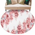 thumbnail image 2 of Red Flowers Round Living Room Rugs 7 ft, Watercolor Red Wisteria Floral Washable Area Rug with Non-Slip Sturdy Edge Binding Round Carpet for Kitchen Office Bedroom, 2 of 9