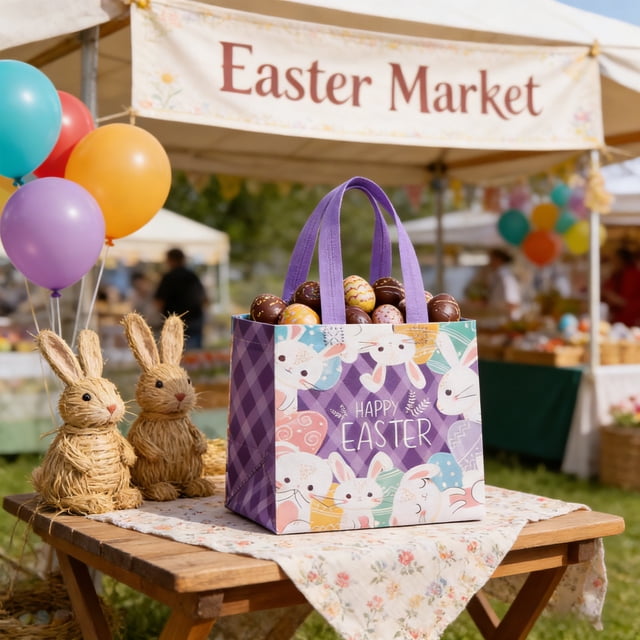 Easter Egg Handbag Reusable Non Woven Gift Bag Party Decor Home Use Gift Set