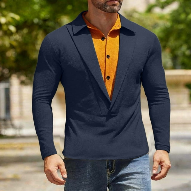 pstuiky manga larga para hombre, Blusa/camiseta informal elegante a rayas de manga larga con cuello, botones y bolsillo para hombre camisetas de hombre m