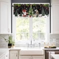 thumbnail image 3 of Christmas Kitchen Curtains and Valances Set, Winter Santa Gnome Pine Tree Xmas Star Snow Black Rod Pocket Window Valance Window Curtain Panels for Living Room Bedroom Laundry, 27.5x24in, 3 Pieces, 3 of 7