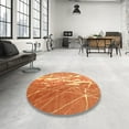 thumbnail image 3 of Ahgly Company Indoor Round Contemporary Orange Abstract Area Rugs, 4' Round, 3 of 6