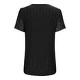 thumbnail image 4 of New Summer Arrivals Olyvenn Women's V Neck Lace Patchwork Eyelet Tops Short Sleeve Casual Shirts Blouses Spring Summer Clothes 2025 Black XXXXL, 4 of 6