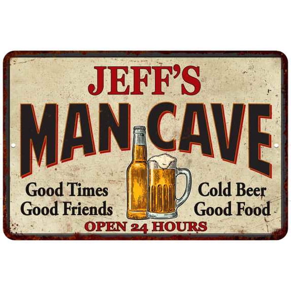 JEFF'S Man Cave Metal Sign Wall Decor Gift 8x12 208120011123