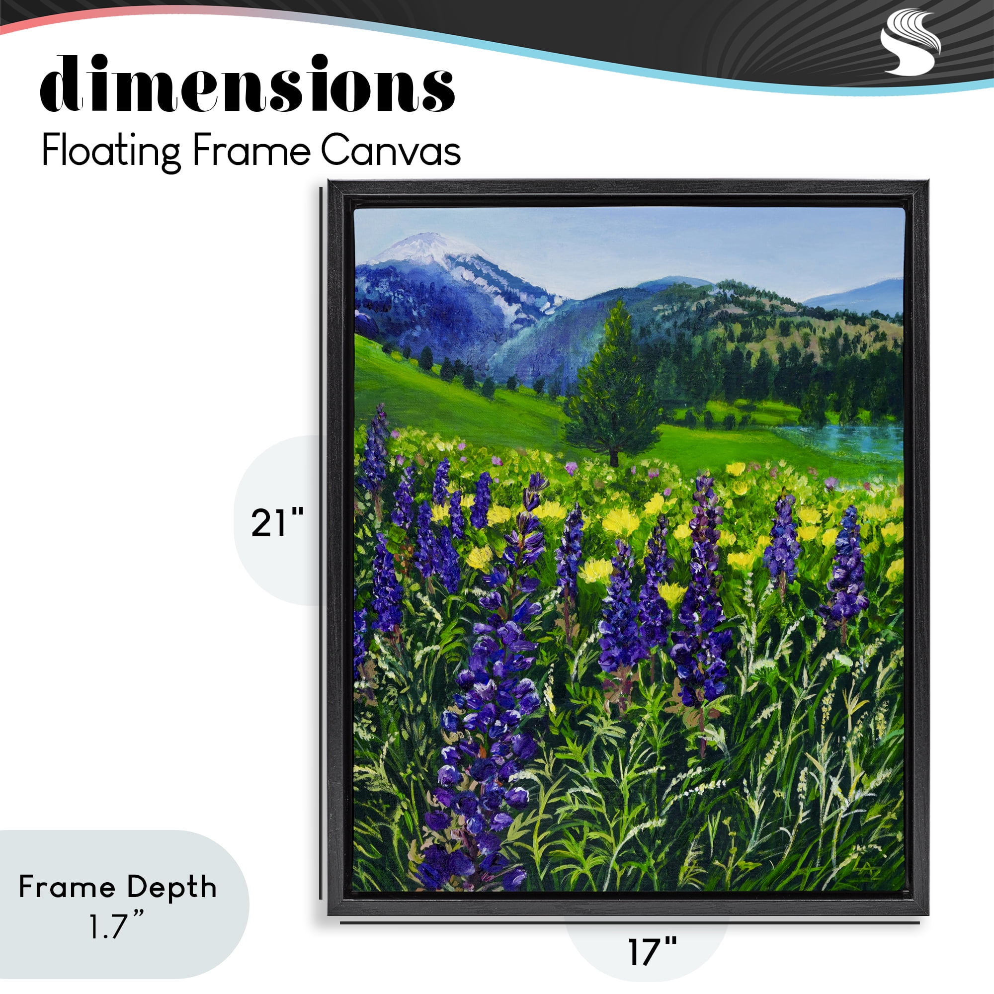 Stupell Industries Flower Speckled Valley Black Framed Floater Canvas Wall Art, design by Lee Ann Zirbes