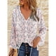 thumbnail image 1 of Blusas de manga larga con cuello en V, blusa de gasa con cuello en V y mangas largas abullonadas, blusas de manga larga con cordón, salida de alta intensidad, 1 of 5