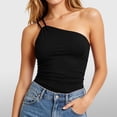 thumbnail image 2 of Erwazi Women's One Shoulder Tops Solid Sleeveless Tank Top Casual Summer Trendy Daily Wear, 2 of 7