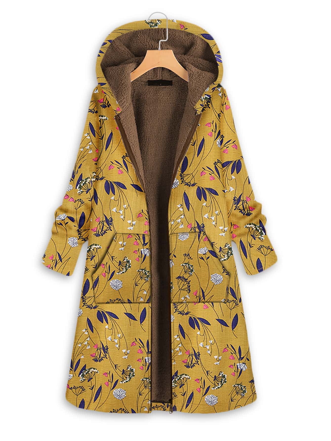 ERTG Ladies Retro Style Floral Coat Long Flared Sleeve Coat Printed Loose Windbreaker Jacket