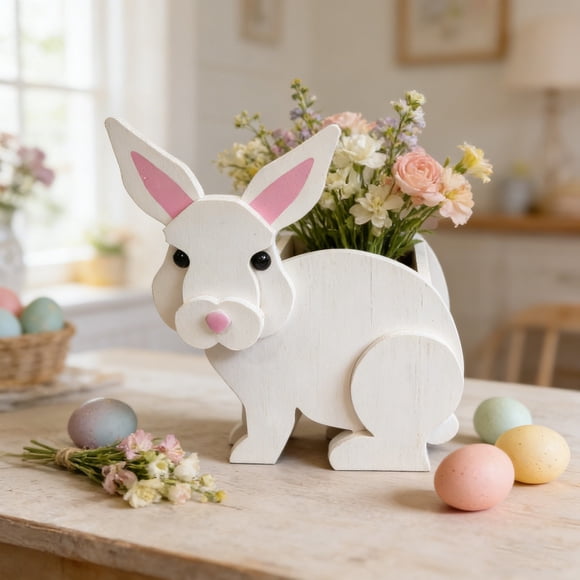Dianli Planter Decor Easter Bunny Flower Pot Ceramic Planter Decorative Bunny Statue Outdoor Indoor Garden Pot Holder Cute Spring Holiday Gift for Lovers