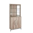 thumbnail image 3 of Home Source Grey Wash Bar Cabinet with Half Moon Handles and Metal Base, 3 of 5