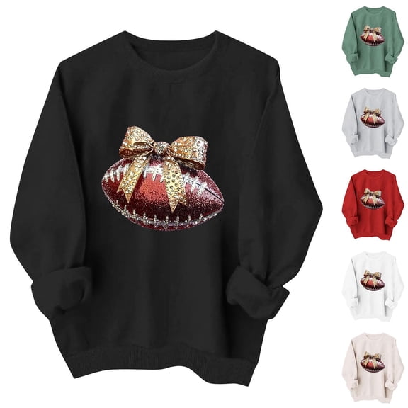 Xdegoge Game Day Sweatshirt Women Vantage Football Printed Pullover Casual Loose Long Sleeve Crewneck Top Fashion Football Fan Gear