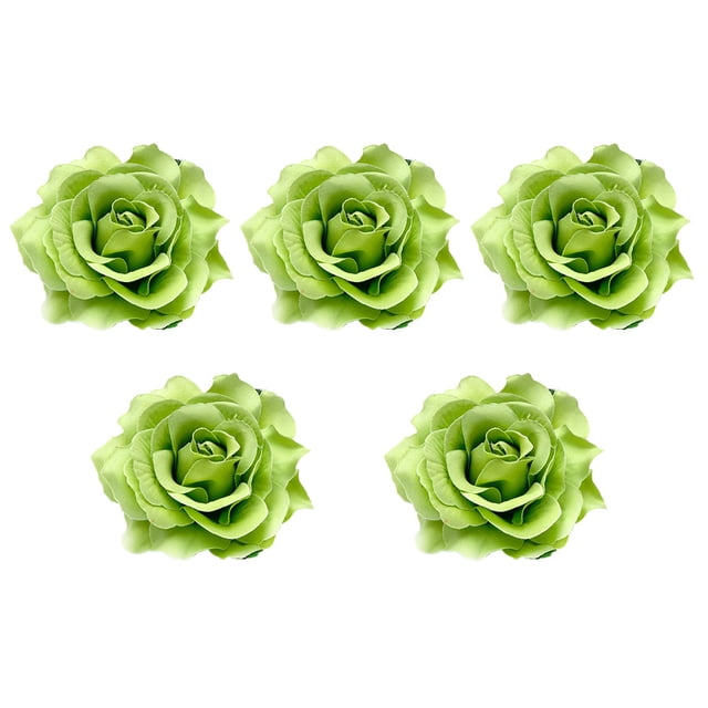Milisten 5 Pcs Broche Fleur en Tissu 10CM Rose Réaliste Corsage Robe à Clip pour Mariage (Vert)