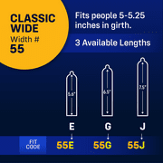 MyONE Condoms Classic Fit Size 53F: Classic (53), Length 6” (F), Latex, 36-Count