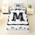 thumbnail image 3 of Erosebridal M Letter Girl Twin Sheet Sets, Cute Bow-tie Bedding, 3-Piece, 3 of 5
