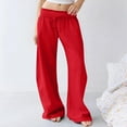 thumbnail image 5 of Stamzod Womens Wide Leg Sweatpants Solid Color Elastic Waist Baggy Pants with Pocket Casual Athletic Palazzo Pants for Women Red XL, 5 of 9