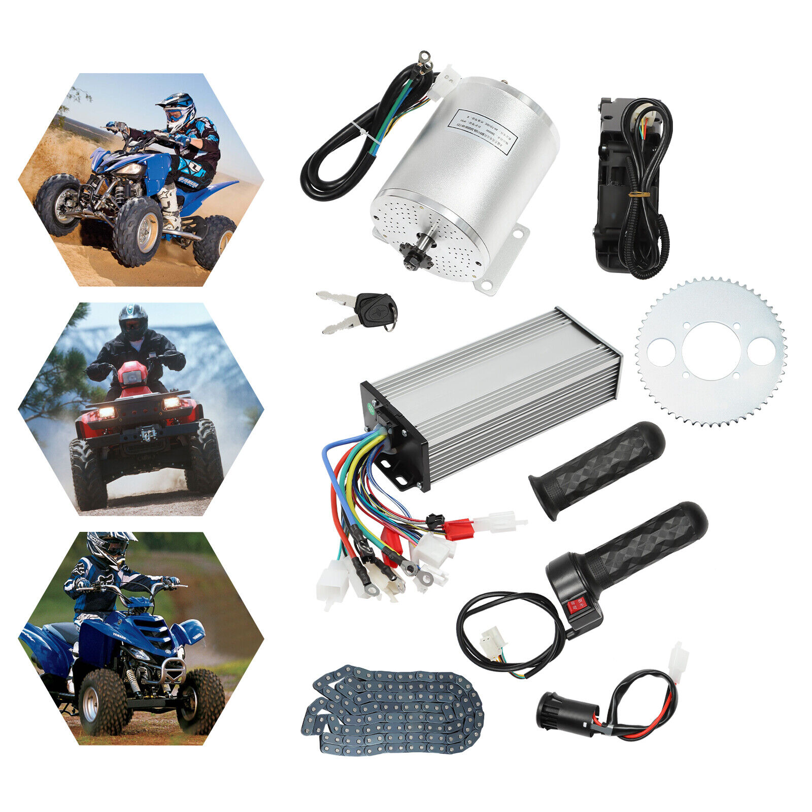 Miumaeov 48-72V 3000W Brushless Motor Kit with Controller For Scooters Electric Motorcycle Modified Bicycle