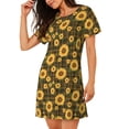 thumbnail image 2 of Rateoe Vintage Plaid Sunflower Print Women’s Nightdress – Cozy Cotton Short-sleeved Sleep Shirt, Loose-Fit Sleepwear, Perfect for Relaxing and Sleeping, 2 of 6