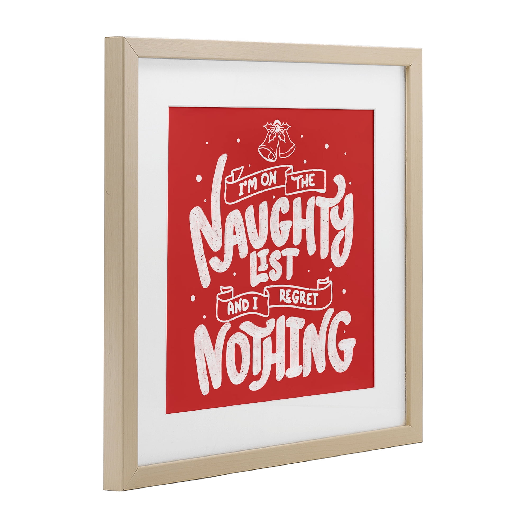 Stupell Industries Naughty List Regret Nothing Birch Framed Print Under Glass, design by Tobe Fonseca