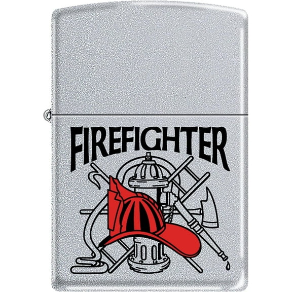 Zippo Lighter - Firefighter Red Helmet Satin Chrome Windproof Lighter #Z278
