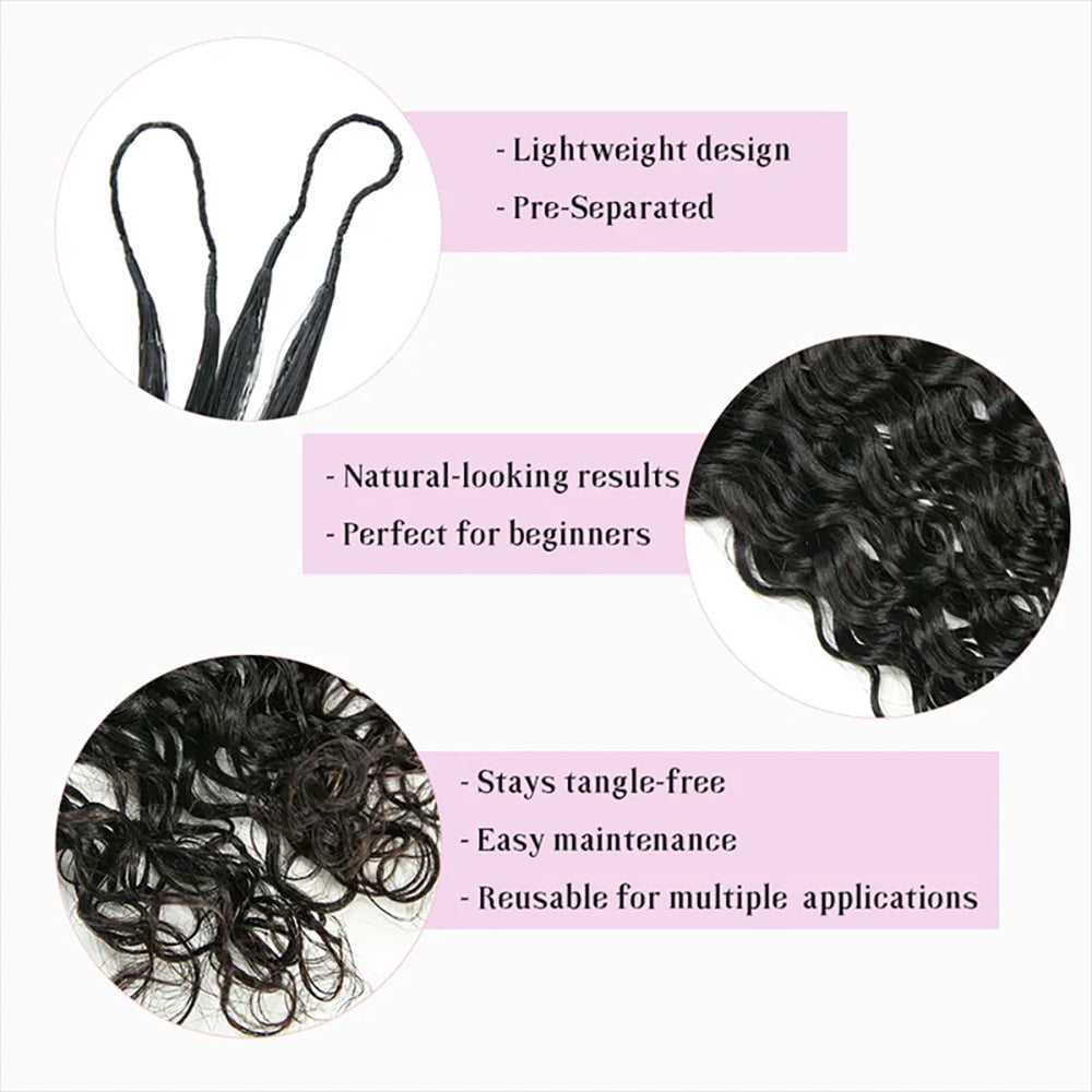 Ustar 100% Human Hair Crochet Extensions - Water Wave Boho Braiding Hair (50g/Pack)