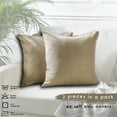 thumbnail image 4 of 3S Brother's Solid Color Cushion Cover Velvet Look Home Décor Throw Pillow Case with Invisible Zipper Set of 2 Pieces for Chair Couch Bedroom & Livingroom Décor Pillowcase - Beige 16"x16" Each, 4 of 9