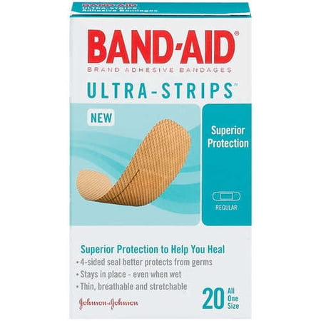 Johnson & Johnson Band Aid Ultra-Strips Adhesive Bandages, 20 ea