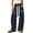 Blue 28#, variant on Women Cargo Pants Wide Leg Elastic High Waist Long Tassel Drawstring Loose Casual Trousers Contrast Stitching Fashion Streetwear Baggy Pants for Daily Outfit Dark Blue S