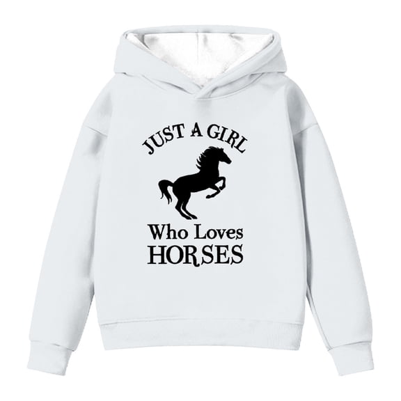 Wxolcjlv Toddler Girls Horse Graphic Hooded Sweatshirt Soft Long Sleeve Pullover Top, Sizes 2-14