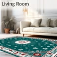 thumbnail image 2 of ODIKA 3'x5' Machine Washable Non-Slip Area Rug, Jolly Season Entryway Greeting Front Porch Doormat Celebration High Traffic Rug with Pad, Teal, 737637, 2 of 8