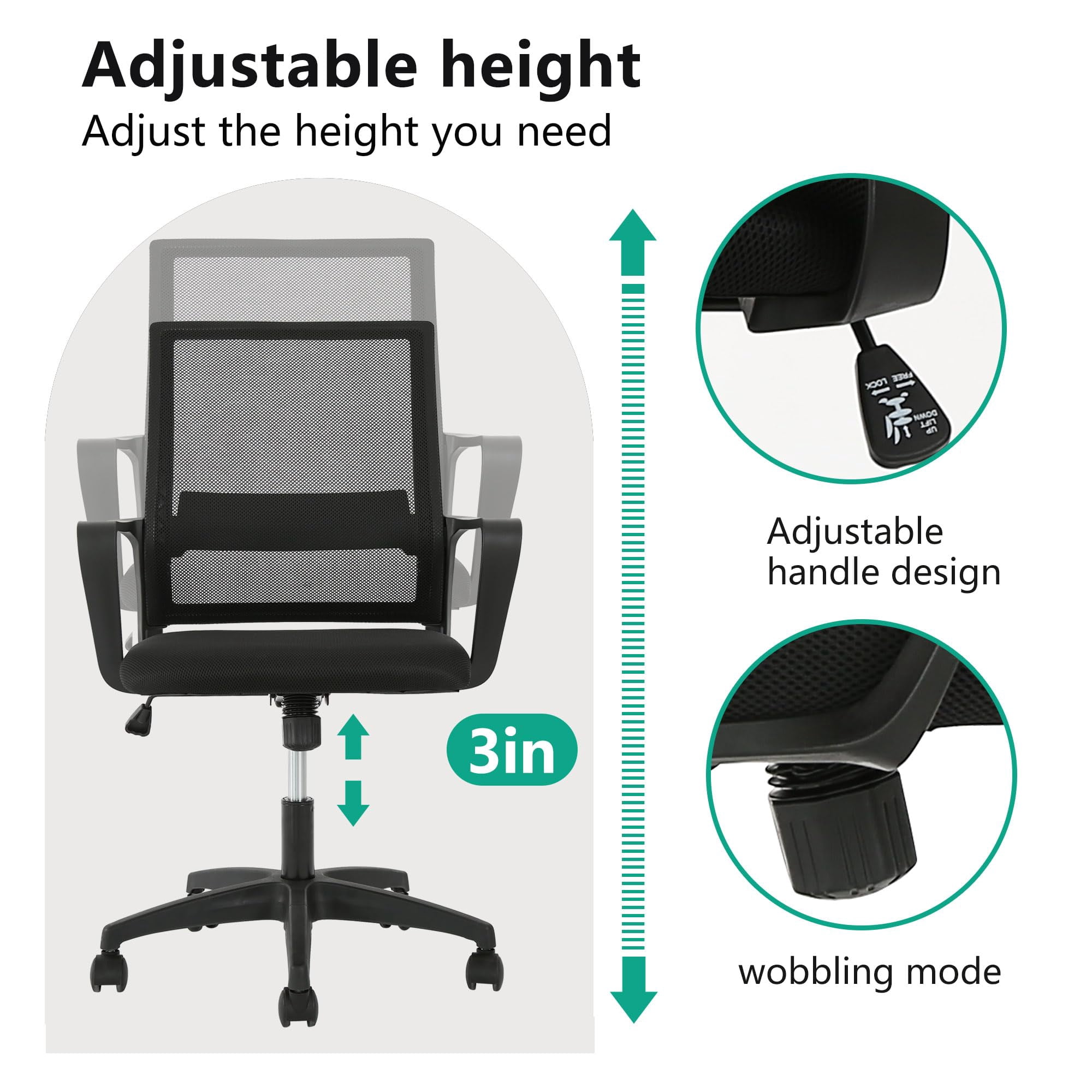 PayLessHere Adult Mesh Indoor Gaming and Office Ergonomic and Lumbar Support Gaming Office Chair, Black