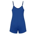 thumbnail image 5 of TEAJOPSUU Women's Boho Rompers Sleeveless V Neck Adjustable Spaghetti Straps Rompers Loose Fit Summer Daily Short Jumpsuit Blue, 5 of 9