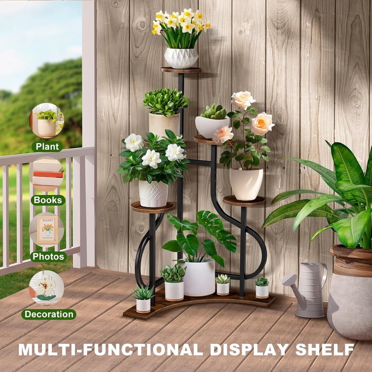 Nalone 5 Tier Vertical Plant Shelf, Space Saving Corner Stand