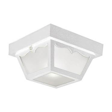 Design House WM850185 Traditional 2-Light Outdoor/Indoor Ceiling Light Dimmable with Frosted Glass for Porch Entryway Patio, White