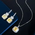thumbnail image 4 of Silver Plated CZ Square Dangle Drop Pendent Necklace Earring Fashion Jewelry Set, 4 of 9