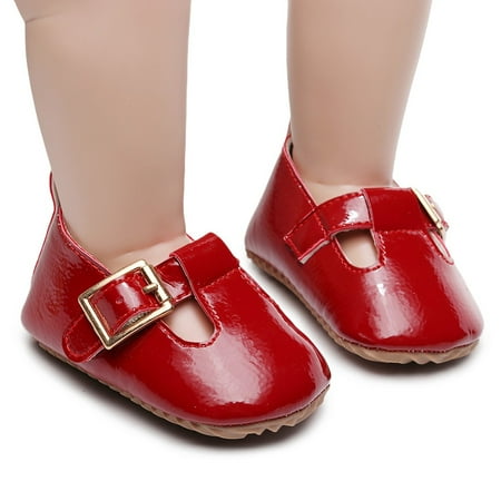 

Toddler Kids Baby Girl Patent Leather Cute First Walk Buckle Strap Casual Shoes