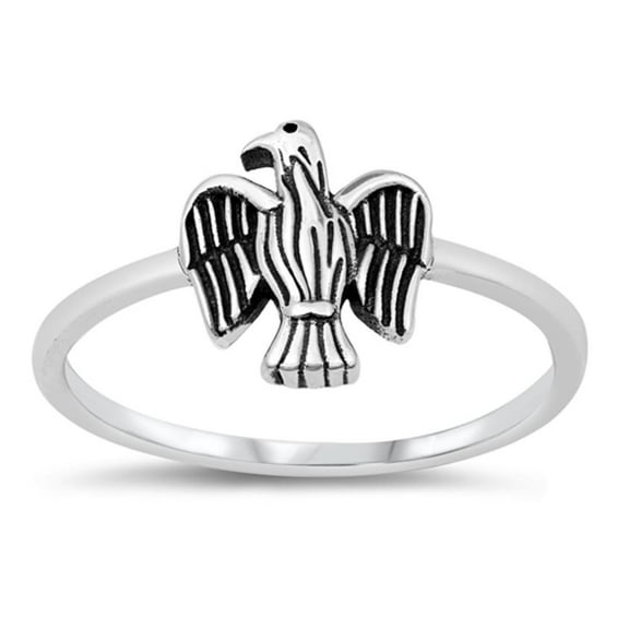 America Bald Eagle Bird Wing Ring .925 Sterling Silver Band Jewelry Female Male Unisex Size 5