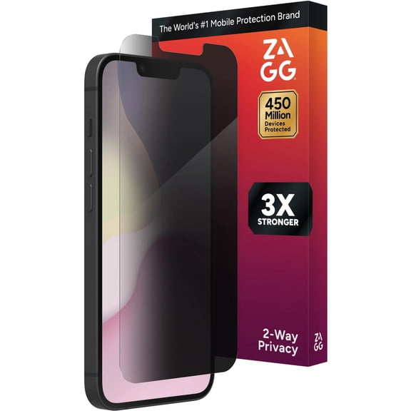 ZAGG InvisibleShield – Apple iPhone 17e / 16e / 14 / 13 Pro / 13  Glass Shield Privacy Screen Protector, Easy Installation with Precise Install Tray, 3x Stronger Glass, Impact & Scratch Protection