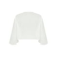thumbnail image 4 of Vxuxlje Women Lightweight Solid Bolero Shrug 3/4 Sleeve Cropped Open Front Cardigan Shawl Ivory XL, 4 of 7