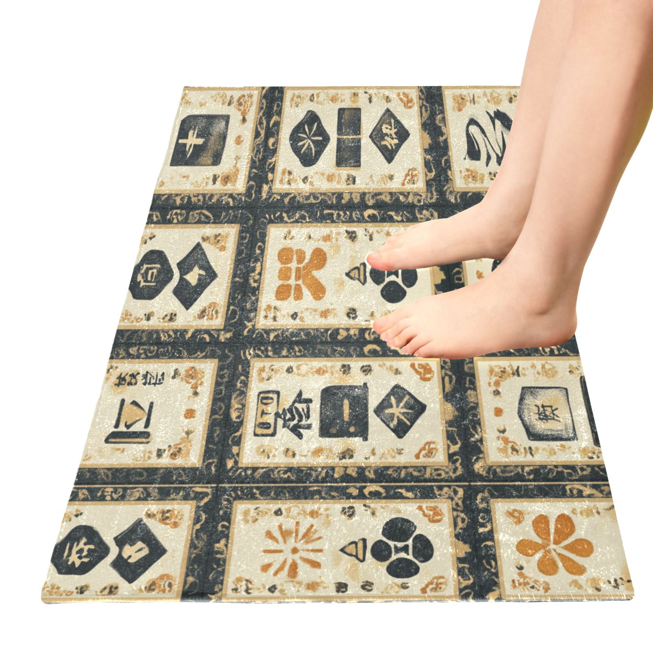 WOBOGO Mahjong Background Carpet 39x20in Kitchen Bathroom Plush Absorbent Non-Slip Floor Mat