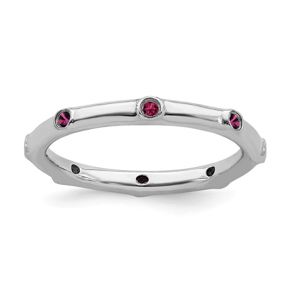 Sterling Silver Stackable Bezel Set Created Ruby 2.25mm Band Size 8 